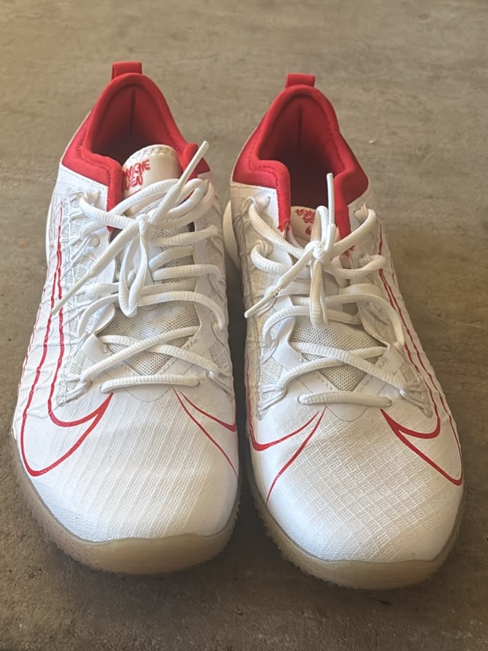 Nike Lacrosse LAX Mens Size 10.5 Alpha Huarache 7 Pro TF White Red CJ0235105 A-6